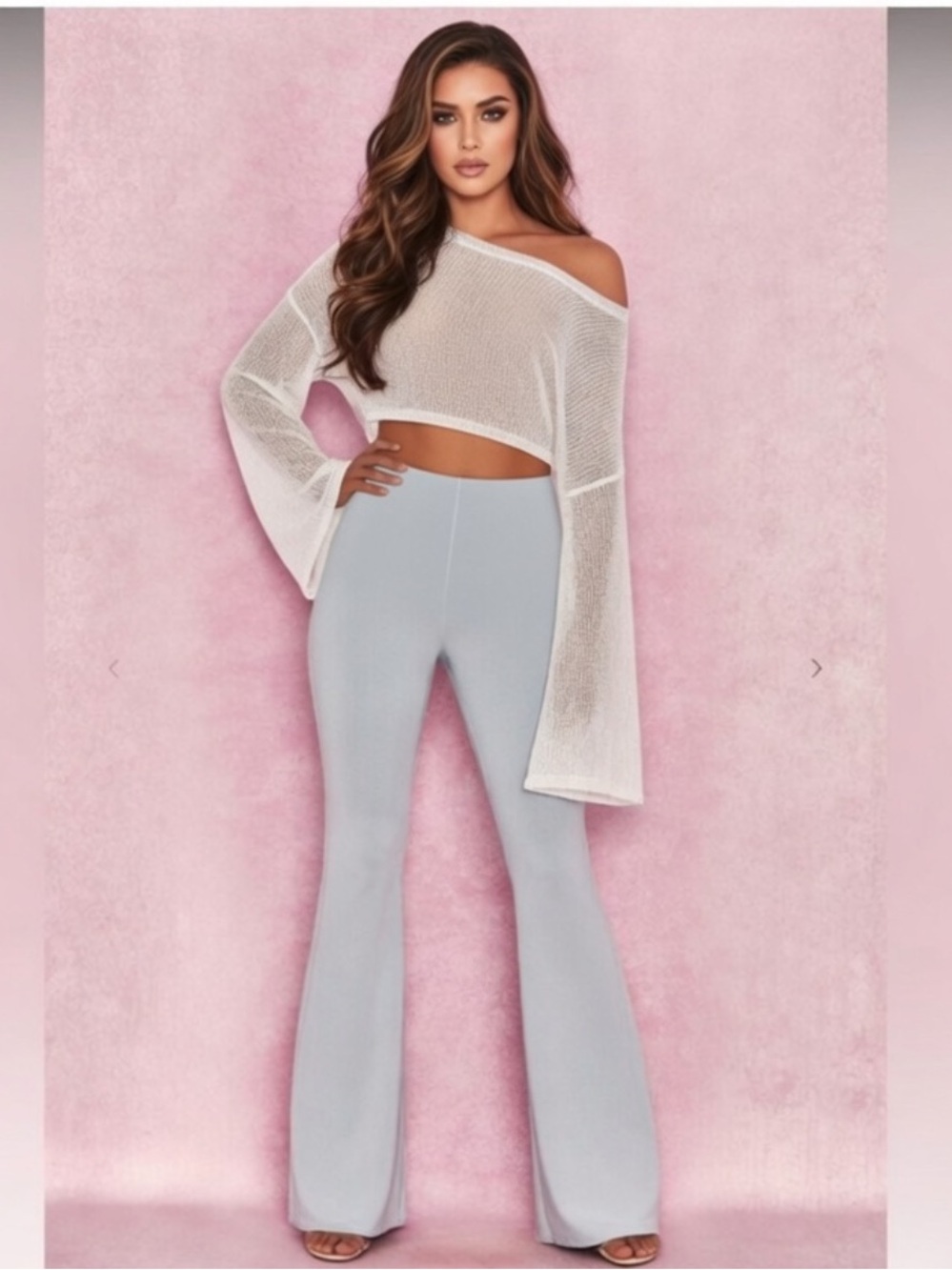 House of CB ‘Inna’ Light Blue Bandage Flare Pants Small $119